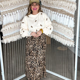 All Corduroy Leopard Midi Skirt