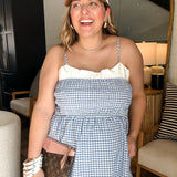 Clear Skies Gingham Maxi Dress - Blue