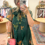 Petal Veil Sheer Maxi Dress - Green