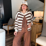 Piper Cardigan - Pink + Brown Stripes