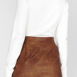 {MUMU} Maverick Mini Skirt - Chestnut Brown Faux Leather