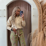 Floral Braided Patch Print Pants