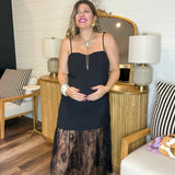 Laced In Love Midi Dress - Black