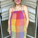 Old Money Plaid Maxi Dress - Multi