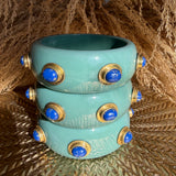 Renee Bangle In Turquoise Resin And Lapis Stones