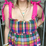Plaid It Up Tie-Strap Maxi Dress