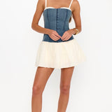 {MUMU} Tiffany Skort Dress - Denim with Cream Voile