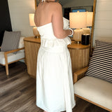 White Swan Strapless Ruffle Dress