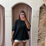 Oversized One Size Plain Tee - Vintage Black