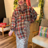 Mocha Oversized Plaid Top