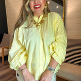 Bold In Bloom Button Down Shirt - Yellow