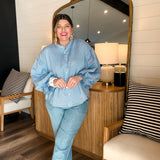 Bubbly Blouse - Pinstripe Blue