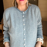 Piper Cardigan - Dusty Blue Pinstripe