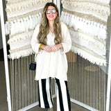 Colette Cropped Wide Pants - Black + White