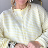 The Piper Cardigan - Mini Stripe Yellow
