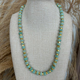 Aqua + Gold Beaded Necklace