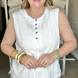 Lush Cream & Simple Button Tank