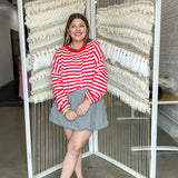 The Piper Cardigan - Pink + Red
