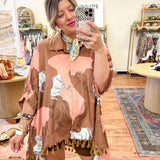 Stirrup Stories Horse Oversized Tassel Blouse - Pink