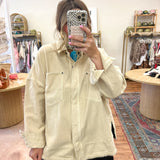 Washed Up Snap Denim Jacket - Cream