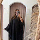 High Stakes Feather Maxi Kimono Dress - Black