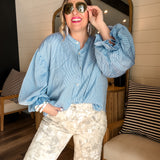 Bubbly Blouse - Pinstripe Blue