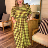 Playing Checkers Citron Maxi Dress