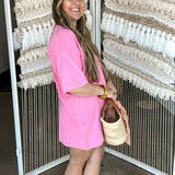 Vintage Boyfriend Short Set - Pink
