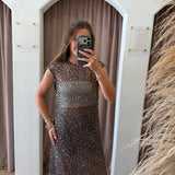 Made To Mesh Sequin Midi Dress - Brown