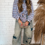 Peri Blue Oversized Plaid Top