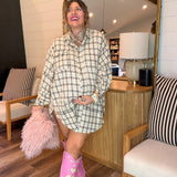 Natural Oversized Plaid Top