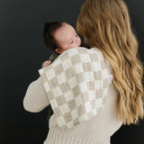 Taupe Checkered Muslin Burp Cloth