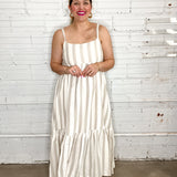 Classic Charm Midi Dress - Oatmeal
