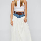 {MUMU} Joni Maxi Skirt - Denim with Cream Voile
