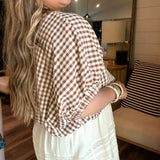 Chocolate Plaid Bubble Top