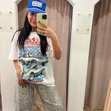 Oversized Rhinestone Tees - Chevy Corvette