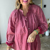 Hearts Desire Polka Dot Button Up Top - OS