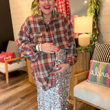 Mocha Oversized Plaid Top