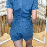 {MUMU} Stateside Denim Romper - Hazy Blue