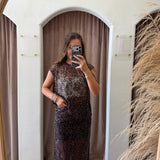 Made To Mesh Sequin Top - Brown