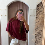 Oversized One Size Plain Tee - Burgundy