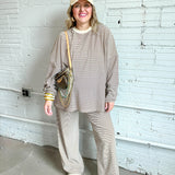 Easy Street Oversized Striped Top - Brown