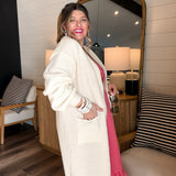 Cream Oversized Textured Knit Cardigan Sweater