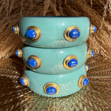 Renee Bangle In Turquoise Resin And Lapis Stones