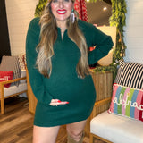 Sophisticated Polo Long Sleeve
Sweater Dress - Dark Green