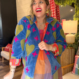 Chapman Embroidered Jacket - Bright Blue + Lime Green