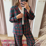 Holiday Plaid Blazer - Green