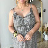 Gameday Grey Plaid Maxi Dress