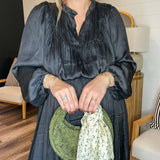 Queen of Spades Black Pleated Midi Dress