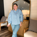 Bubbly Blouse - Pinstripe Blue